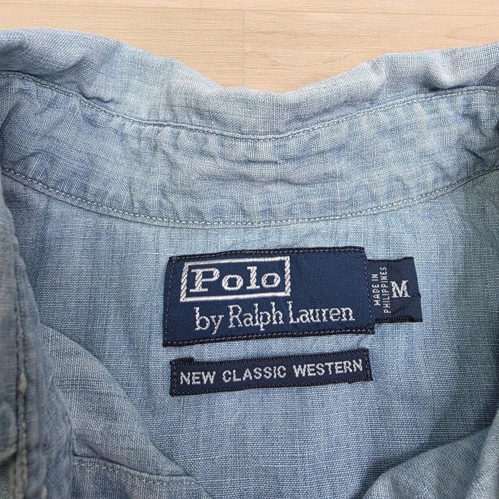 Polo Ralph Lauren New Classic Western Light Wash Size Medium Button Down Shirt